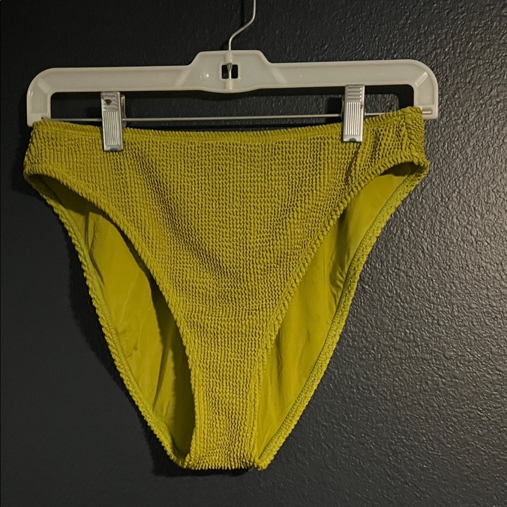 Good American High-Waist Textured Bikini Bottom - Chartreuse Always Fits